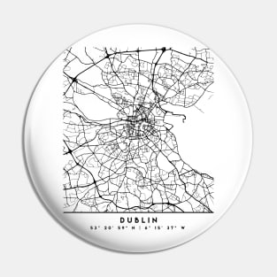 DUBLIN IRELAND BLACK CITY STREET MAP ART Pin