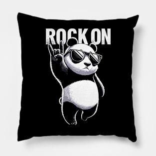 Retro Panda Rock Music Gift Funny Panda Pillow