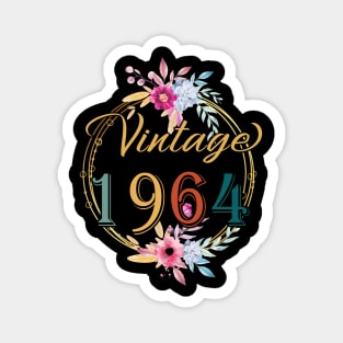 60 Years Old Gifts Vintage 1964 Floral 60th Birthday Party Magnet