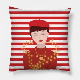 French Christmas fashion with red and white stripes Pillow