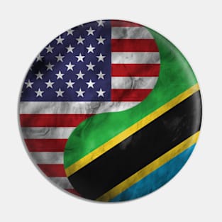 USA and Tanzania Dual Flag Yin Yang Combination Pin