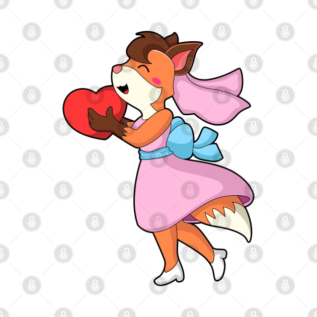 Fox as Bride with Dress & Heart by Markus Schnabel