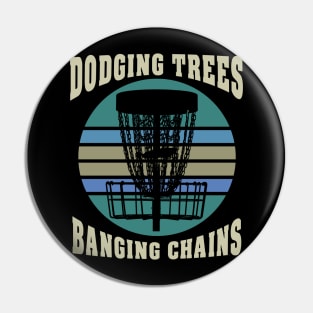 Disc Golf Dodging Trees Banging Chains Pin