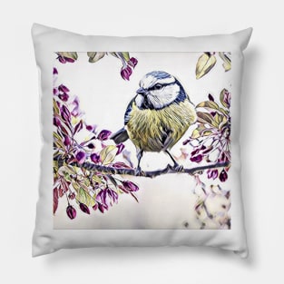 Blue Tit Bird Pillow