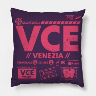 Vintage Venice VCE Airport Code Travel Day Retro Travel Tag Italy Pillow