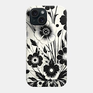 Black and White Floral Phone Case