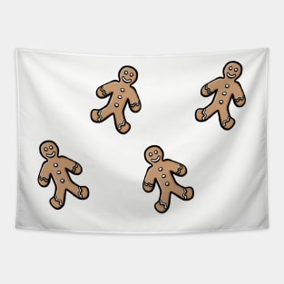 Simple cute cartoon gingerbread man pattern autumn winter digital design illustration Tapestry