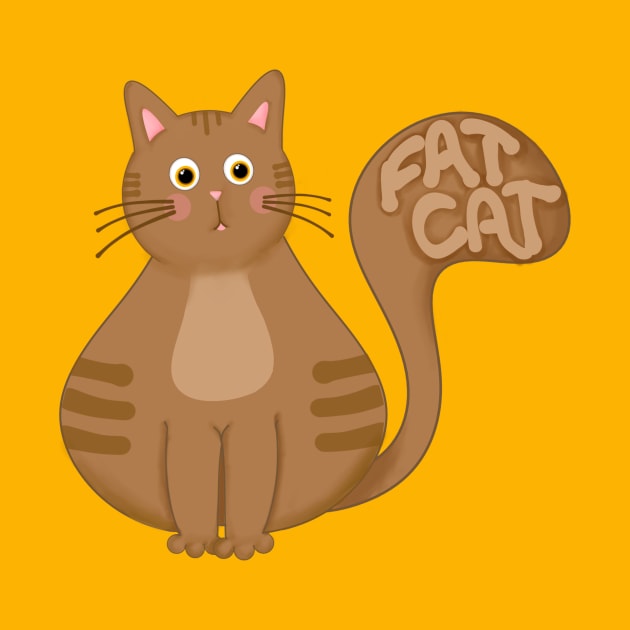 Cute Brown Fat Cat Art by AlondraHanley