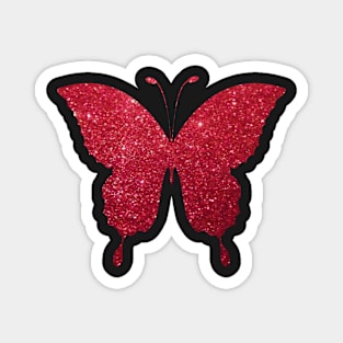 Red Faux Glitter Butterfly Magnet