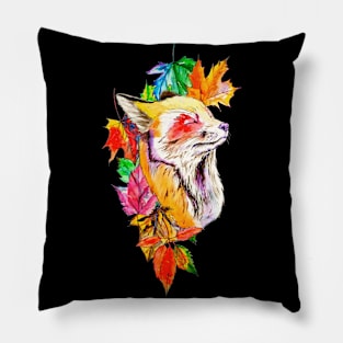 fox in the leaves. autumn Pillow