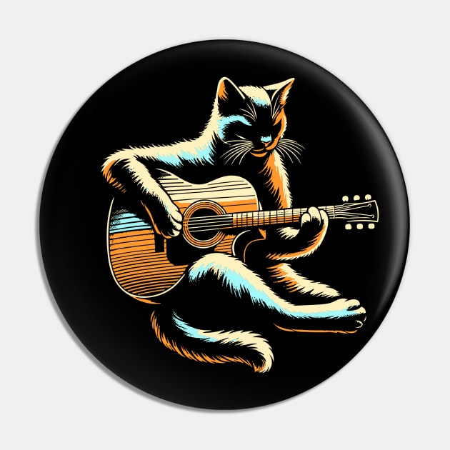 Cat Playing Acoustic Guitar Player Guitarist Funny Cat Lover Pin by rhazi mode plagget