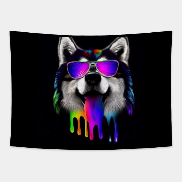 Colorful dog Tapestry by colorpuddle