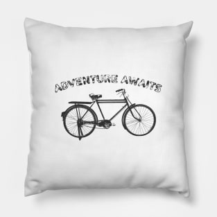 Adventure Awaits - Distressed Bicycle Pillow