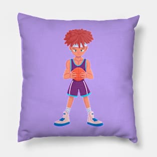 young basketball player, aesthetic sports illustration Pillow