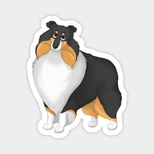 White, Black & Tan Rough Collie Dog Magnet