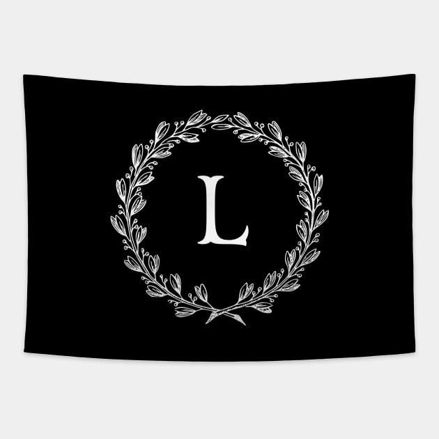 Beautiful Letter L Alphabet Initial Monogram Wreath Tapestry by anonopinion