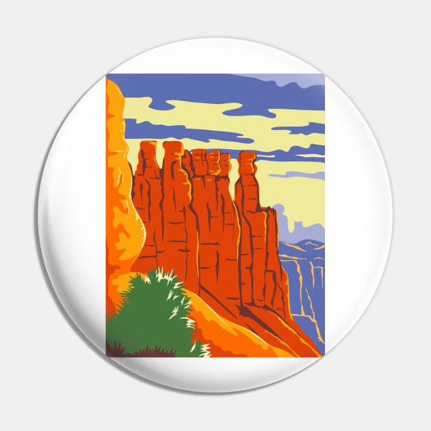 Bryce Canyon National Park in Paunsaugunt Plateau Garfield County and Kane County Utah WPA Poster Art Color Pin by retrovectors