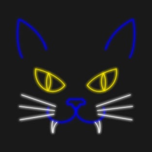 Neon Light Art Halloween Cat T-Shirt