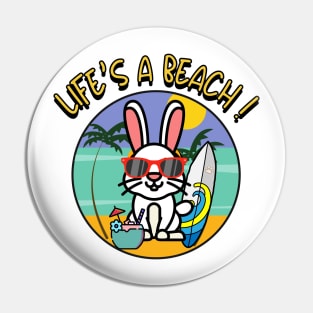 Cute bunny Goes to the beach Pin