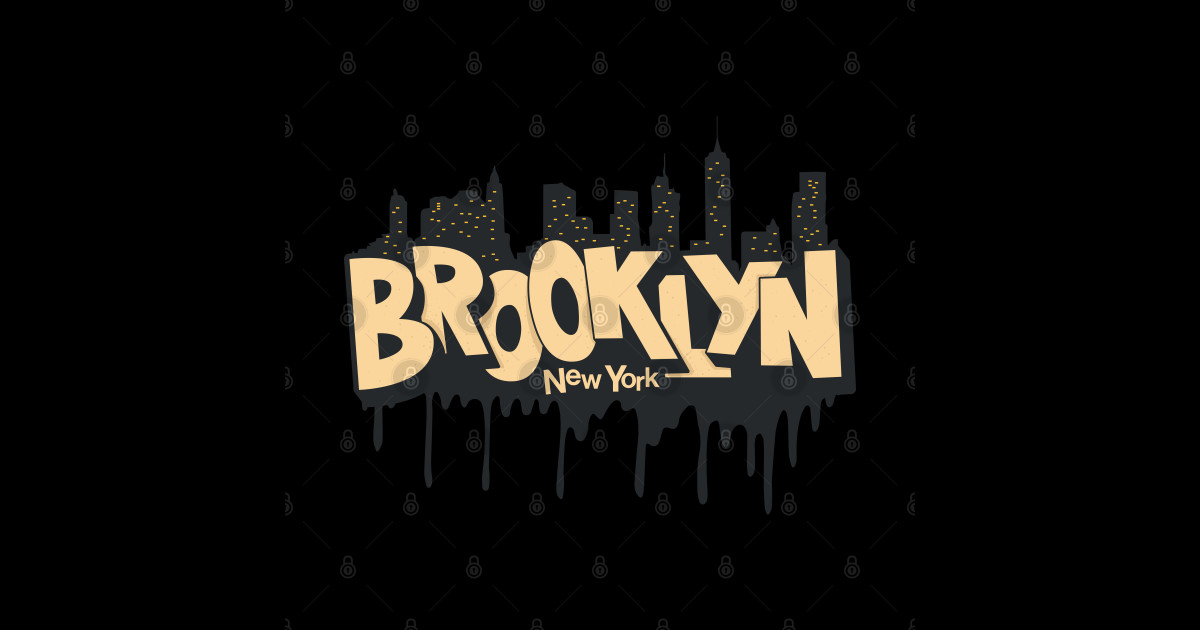 New York Brooklyn - Brooklyn Schriftzug - Brooklyn Logo Mit Skyline 