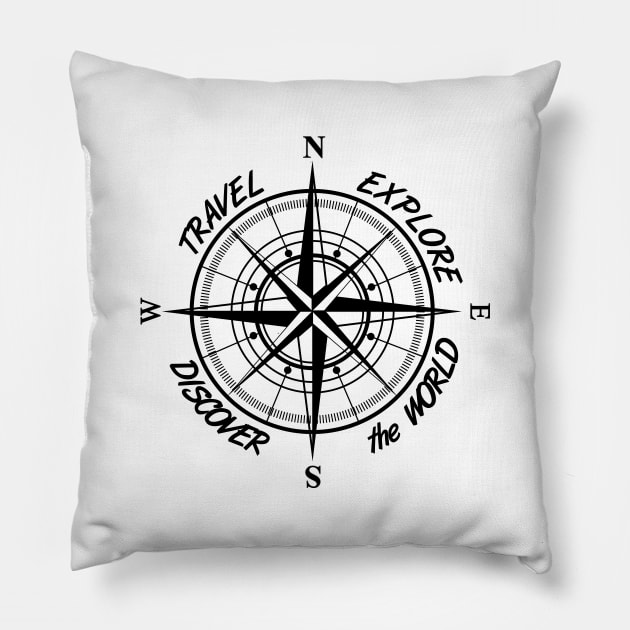 Travel explore discover the world compass Pillow by gegogneto