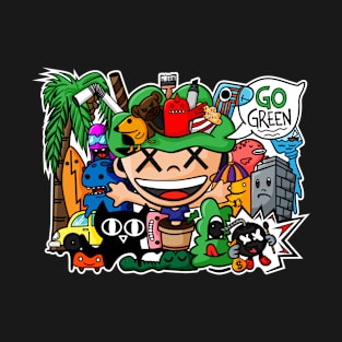 go green doodle art T-Shirt