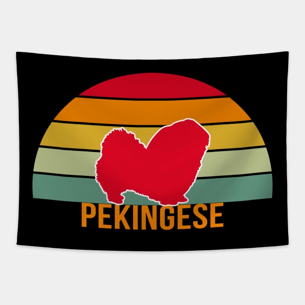 Pekingese Vintage Silhouette Tapestry by khoula252018