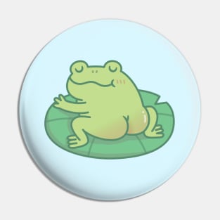 Frog With Cute Butt Resting On Lily Pad Pin