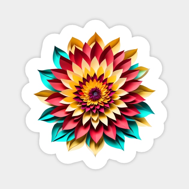 Dahlia - Papercut Style Magnet by Shubol