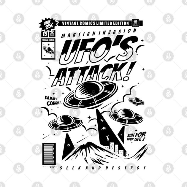 UFO Series: UFO Martian Invasion - Dark Comic Ink Style by Jarecrow 