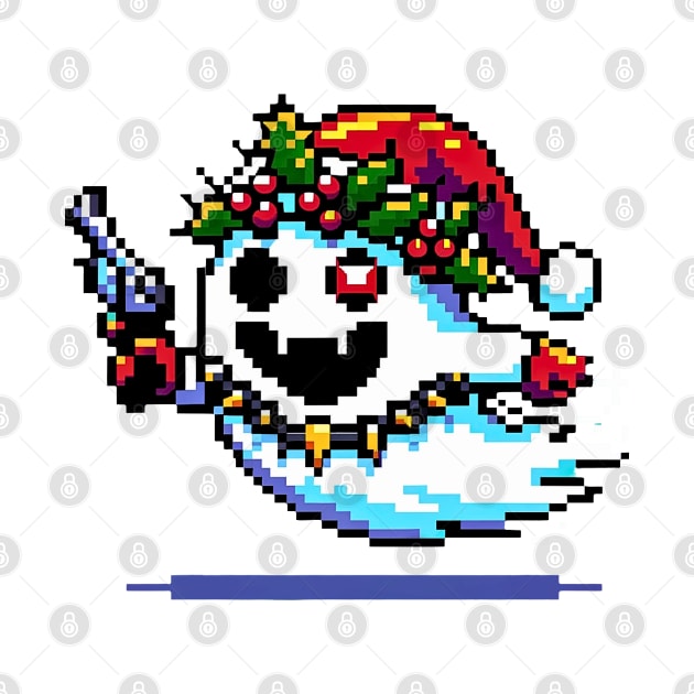 Pixelated Christmas Punk Ghost - Unique Holiday Spirit Design by Pixel Punkster