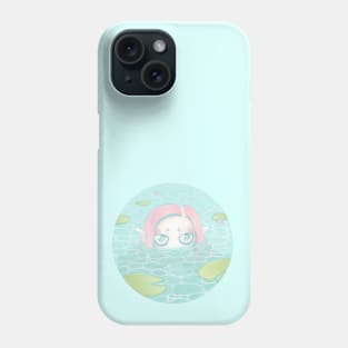 Frog girl in water lily lake - Cute girls - Mermaid Phone Case