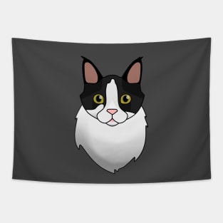 Fluffy black and white cat Tapestry