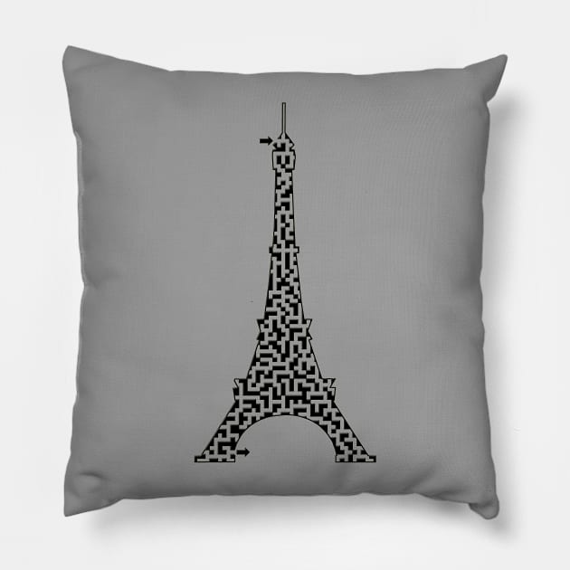 Eiffel Tower in Paris, France Maze & Labyrinth Pillow by gorff