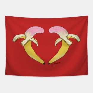 Strawberry Banana Heart Tapestry