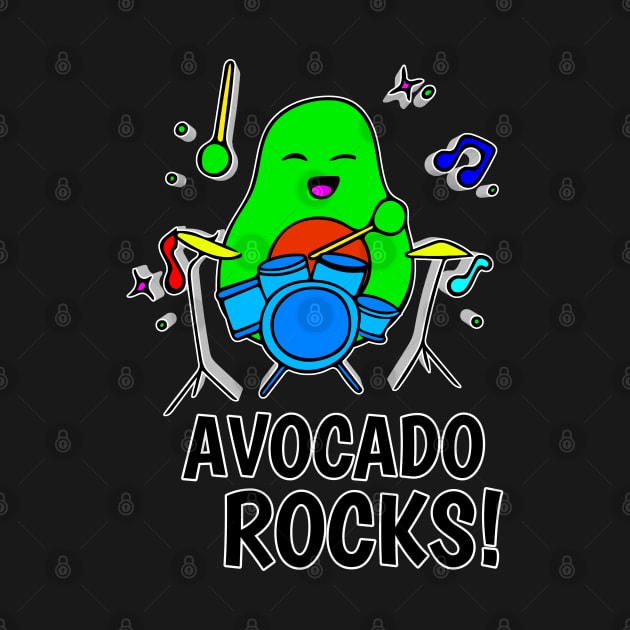 Avocado Rocks - Funny Avocado Cute Clipart Veggies - Musical Beats Drummer by MaystarUniverse