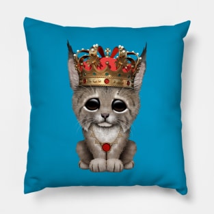 Cute Royal Lynx Wearing Crown Pillow