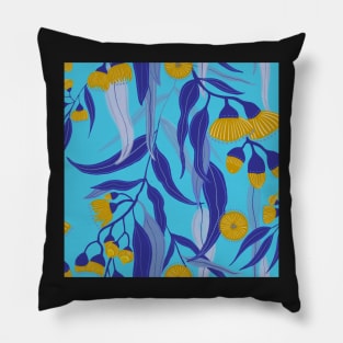 Eucalyptus flowers pattern with blue leaves Pillow