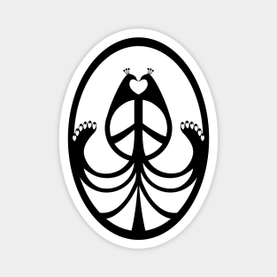 Peace, Love and Peacocks (Black) Magnet