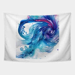 Beautiful Abstract Blue Tsunami Tapestry