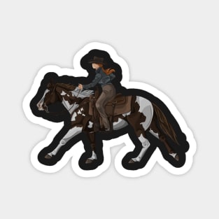 Brown and White Paint horse Extended Lope Magnet