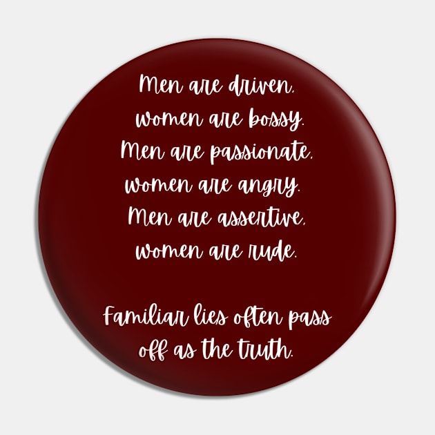 Feminism quote Tshirt Pin by Santag