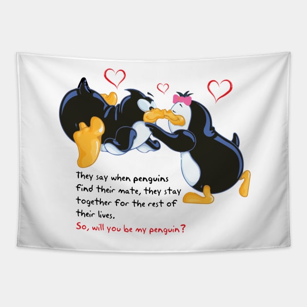 Penguin Love Tapestry by AmazingArtMandi