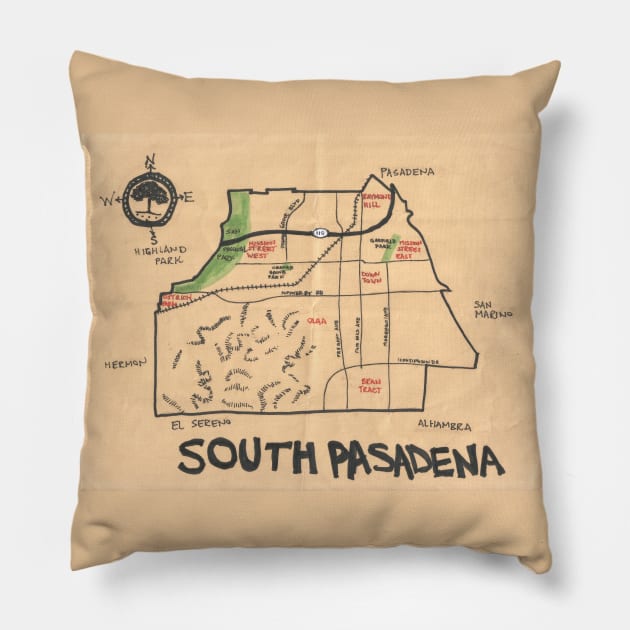 South Pasadena Pillow by PendersleighAndSonsCartography