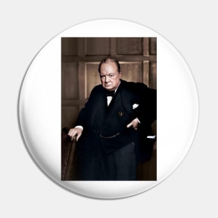 Sir Winston Churchill in colour Pin