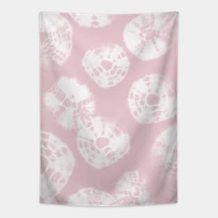 Shibori Kumo tie dye soft pink dots over white Tapestry