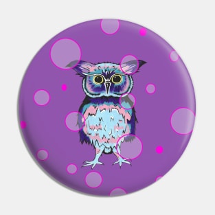 FUNNY Owl Purple Bubbles Pin