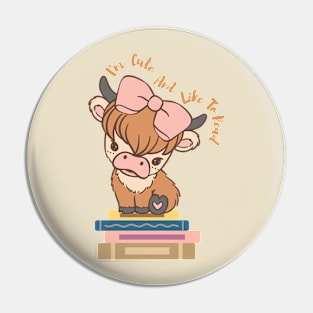 Book Lover Cute Cow Pin