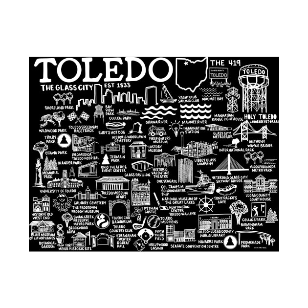 Toledo Ohio Map by fiberandgloss