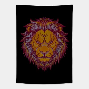 Orange lion head with grey and red highlights Tapestry